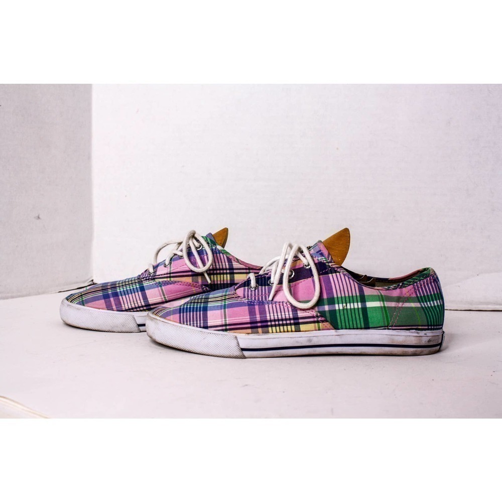 Polo Ralph Lauren Shoes Plaid Fabric Lace Up Sneaker Size 7
